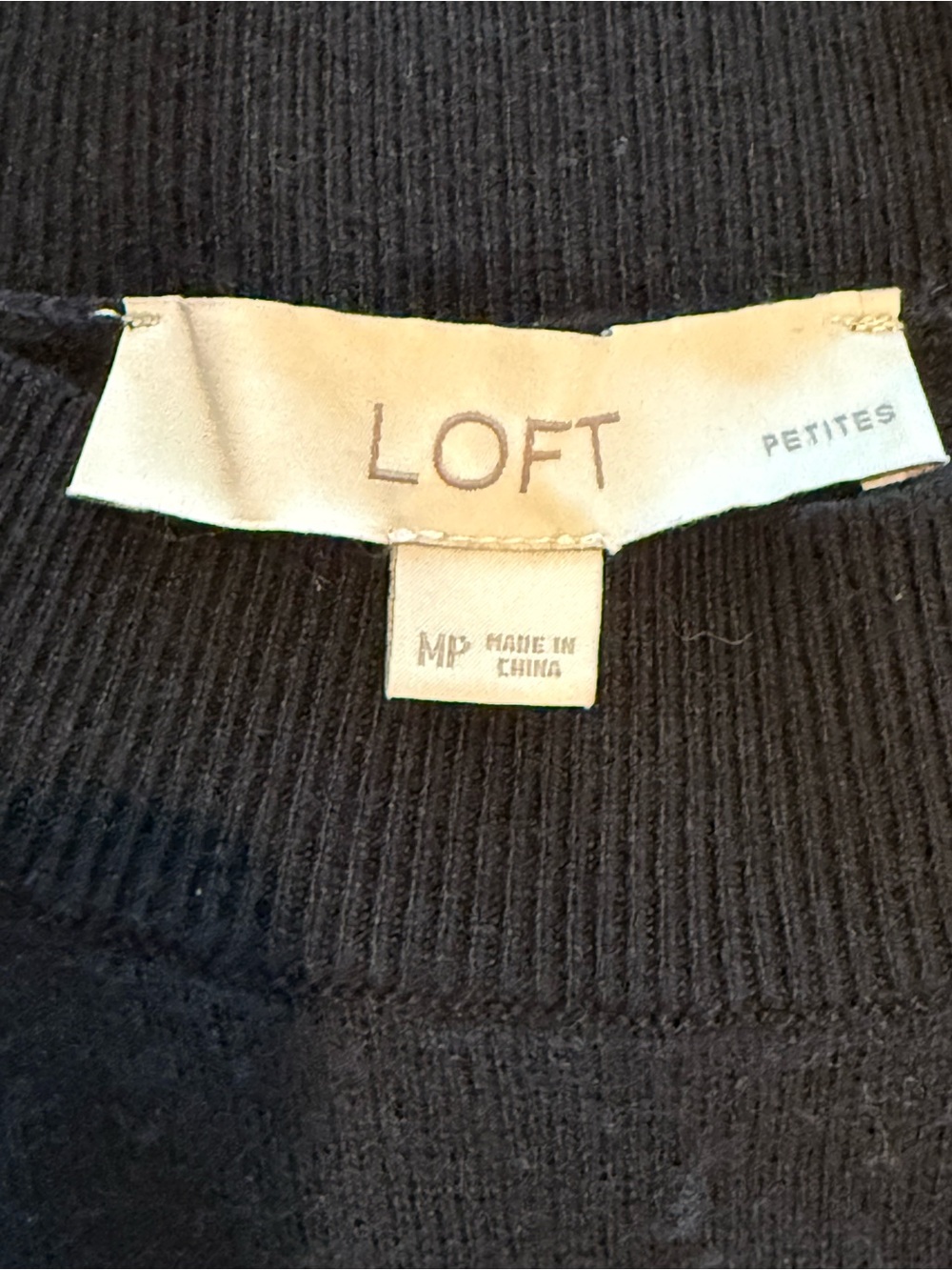 Loft Black Knit Dress Wool Blend Crew Neck Long Sleeve Fit n Flare Sz MP